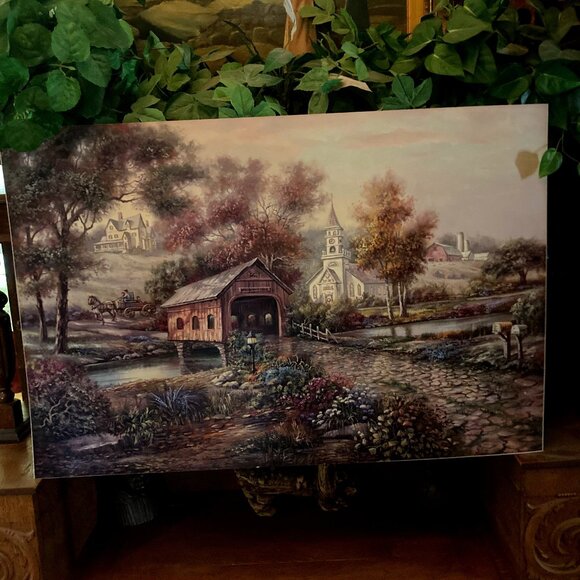 Large print on thick board Razzberry Creek by Carl Valente 36 x 24